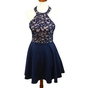 Semi Formal Blue Halter‎ Full Skirt Dress 9/10 Semi-Formal Full Skirt